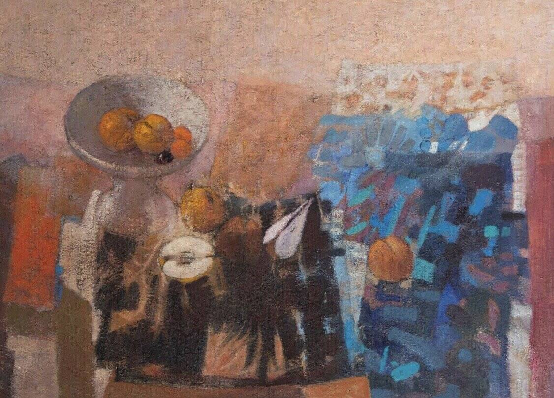 The fruit bowl. Large oil on panel 130 x 90cm. Ange Tomaselli.
