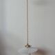 Vintage lampshade pendant light in striped embossed white opaline - circa 1940s