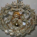Lustre Kinkeldey en plaqué or et verre à facettes, années 1960