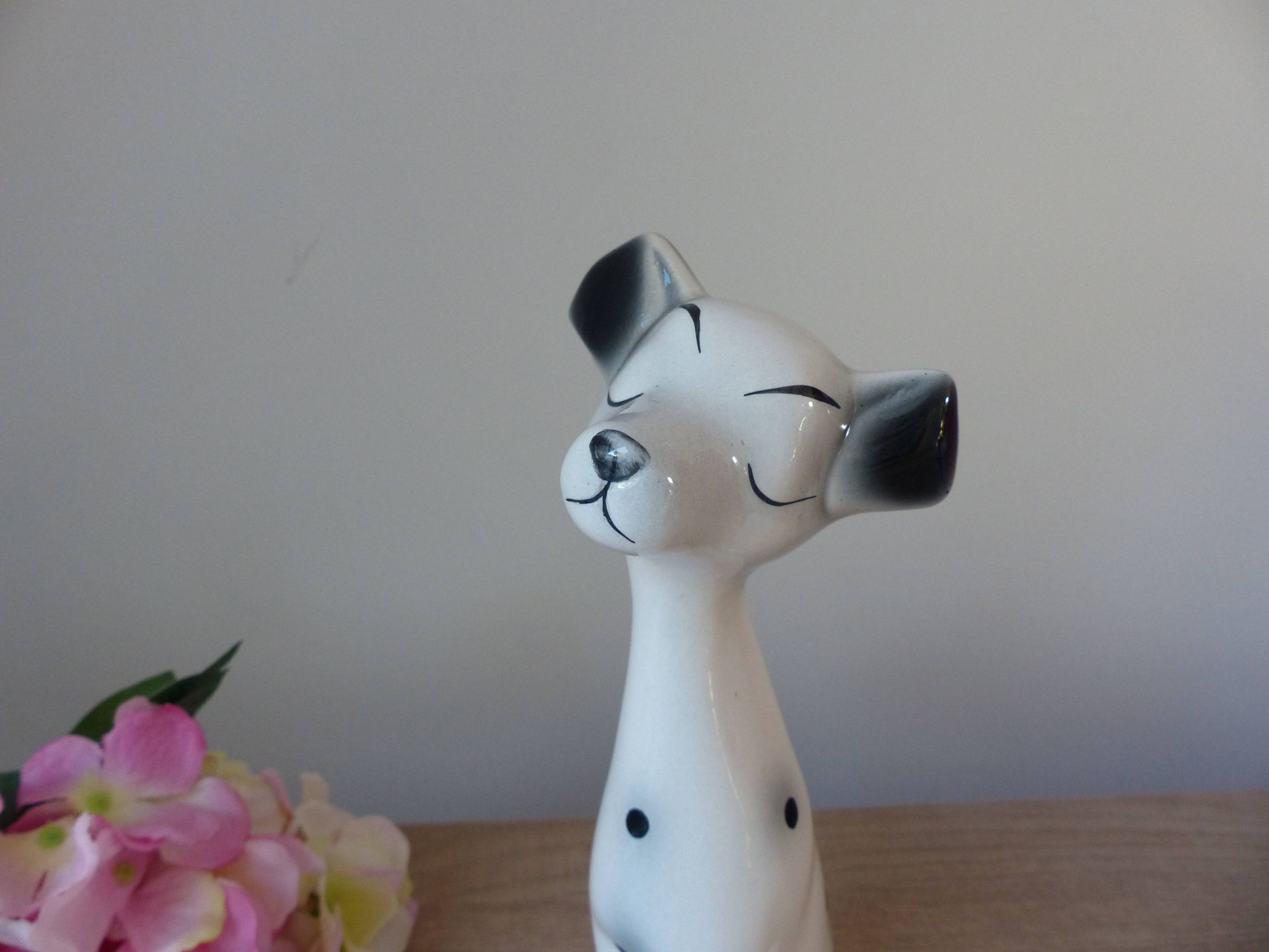 Large romantic ceramic Dalmatian dog figurine from the 1970s,