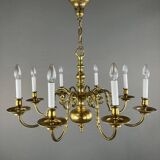 Lustre En Laiton Doré, Style Classique, XXe Siècle