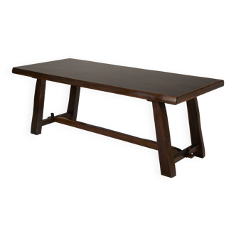 Brutalist solid wood dining table