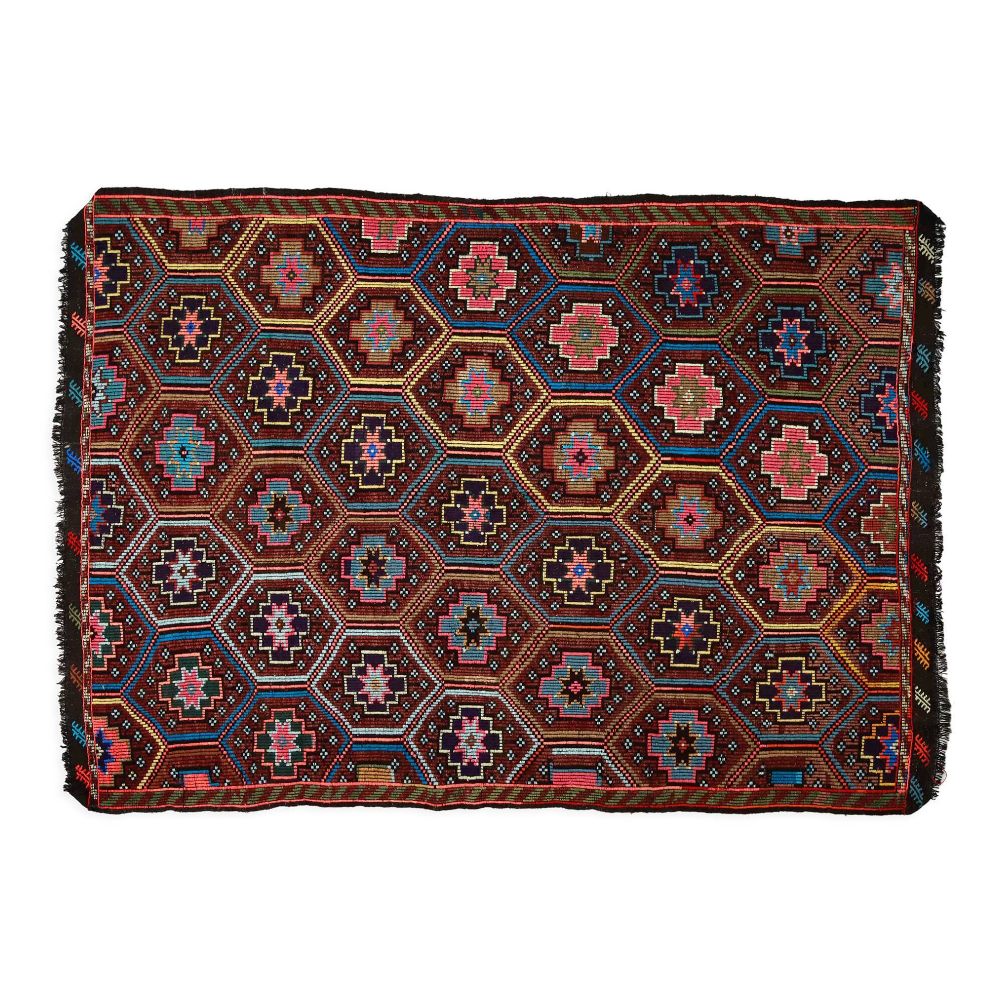 Anatolian handmade kilim rug 275 cm x 196 cm