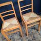 Pair of vintage straw chairs, antique seating furniture
