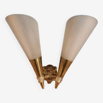 Wall lamp lampshade art deco type brass support old tulip dp 0322105