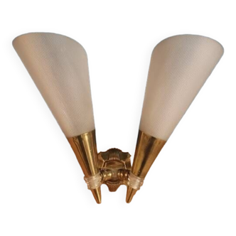 Wall lamp lampshade art deco type brass support old tulip dp 0322105