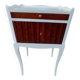 old bedside table in wood and white