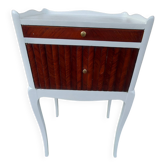 old bedside table in wood and white