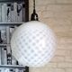 Vintage opaline glass ball pendant light with geometric patterns