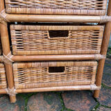 Vintage rattan chest of drawers