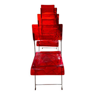 chaise inox plexiglas rouge annee 70