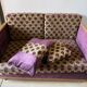 Small 2-seater Art Deco sofa in wood and fabric.