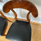 Biedermeier Shovel Chair in Walnut Veneer & Black Leather, Austria, 1820s