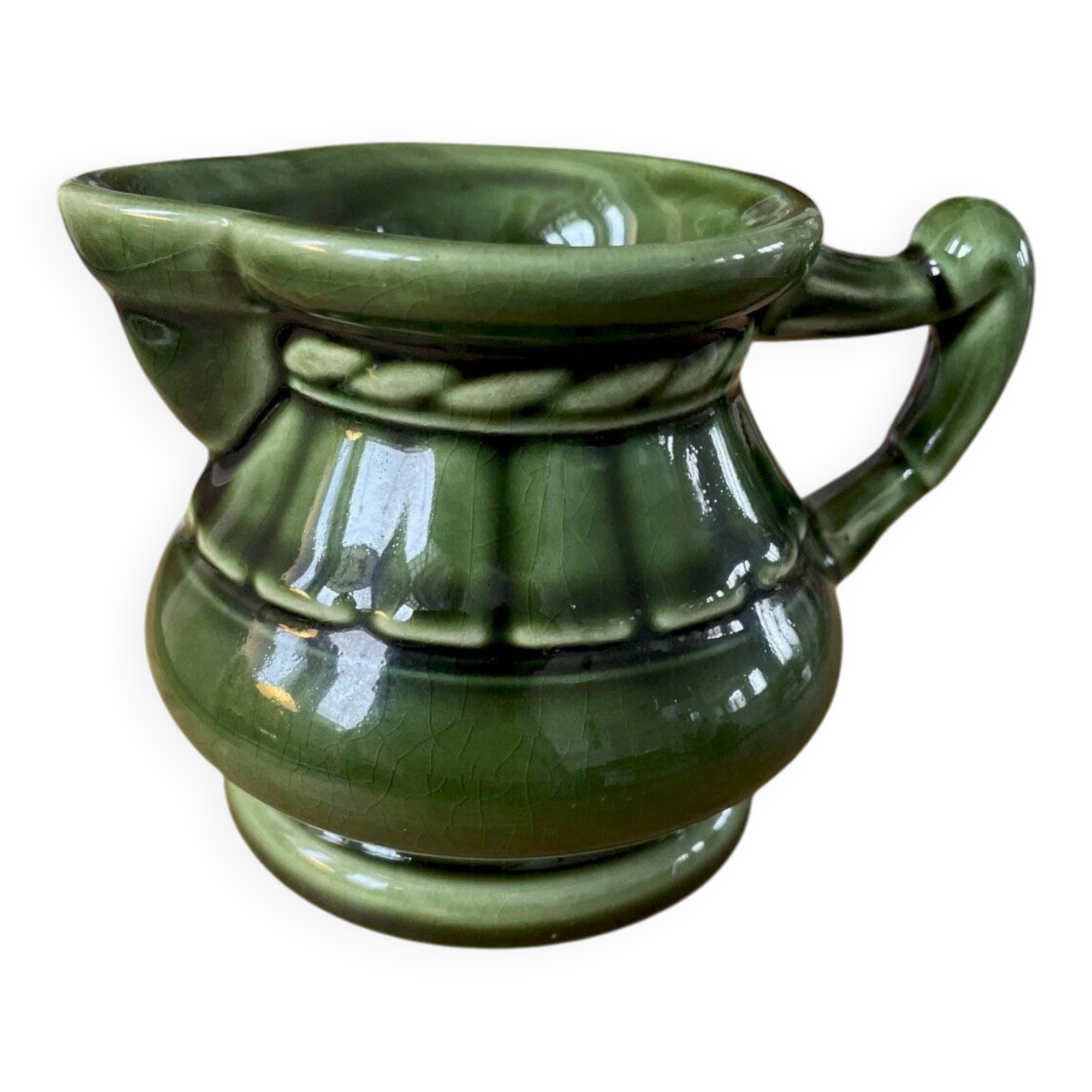 Green ceramic milk jug