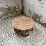 Circular elm coffee table from the 1950s