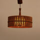 Vintage Temde Hanging Lamp with Teak and Raffia 1960s Germany.