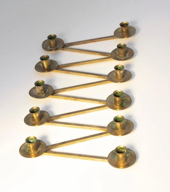 Lars Holmstrom Margareta brass candlestick for Arvika 11 candles 1940s