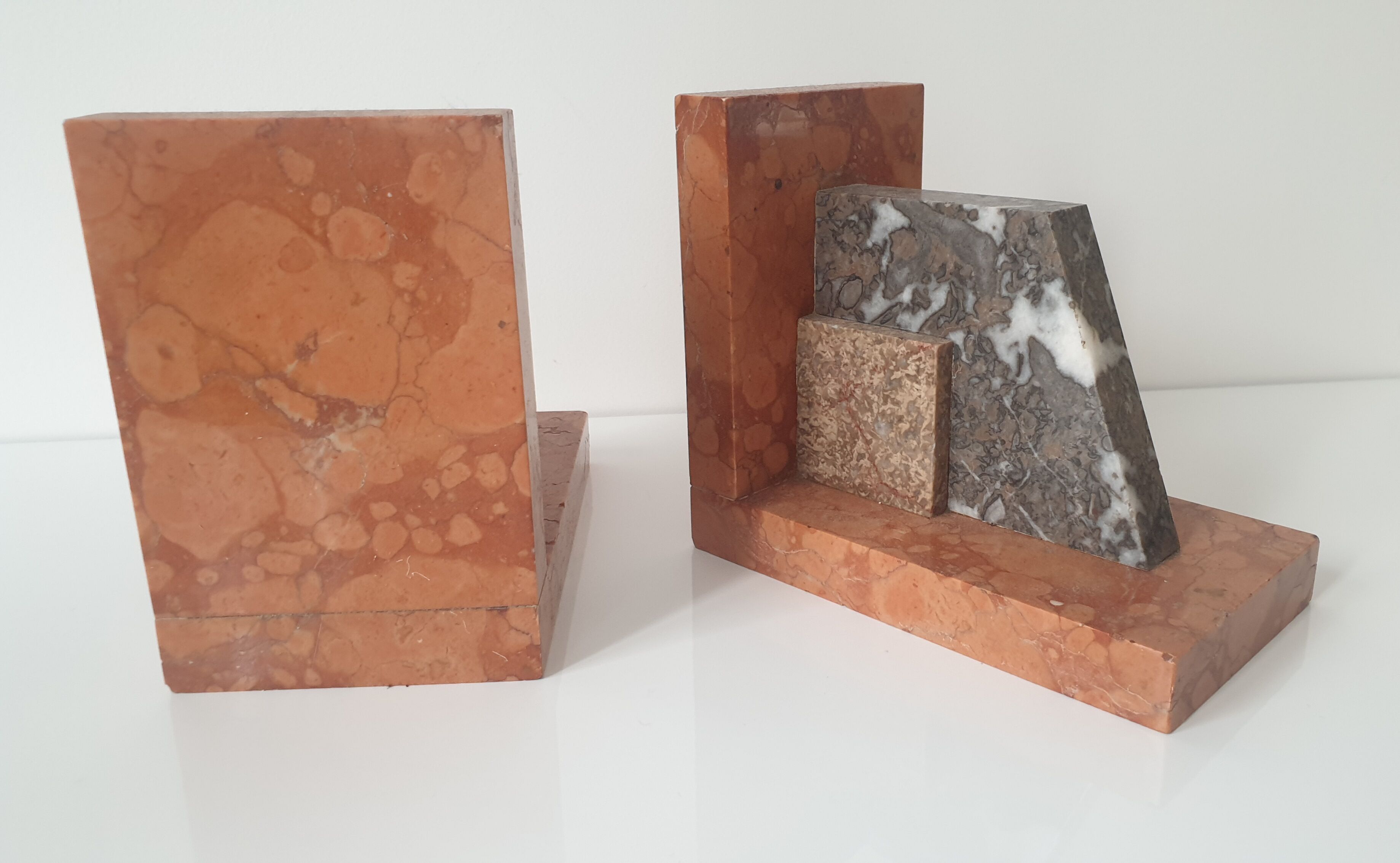 Modernist marble bookends