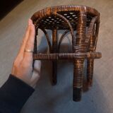 Mini old rattan stool