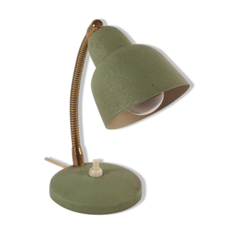 Flexible brass and green metal bedside lamp, 1950s.