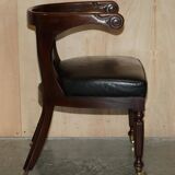 Original Regency office chair in leather and hardwood, style 1815.
