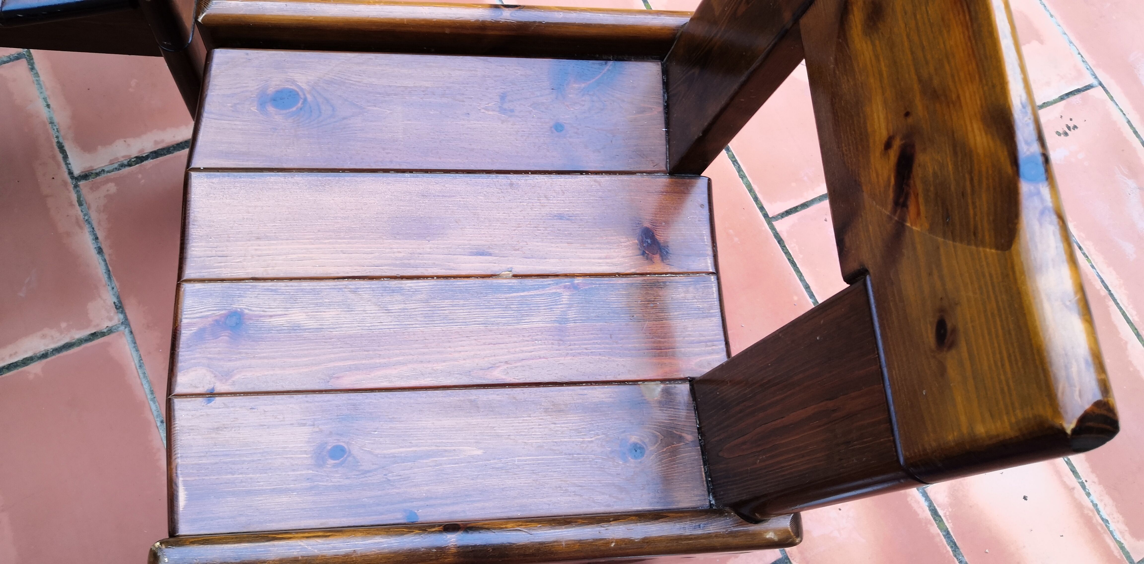 Brutalist Solid Pine Chairs Set of 4, 70s