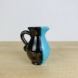 Two-tone ceramic vase from the 50s, blue and black, vintage