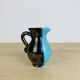 Two-tone ceramic vase from the 50s, blue and black, vintage