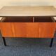 Desk with a beautiful 1960/70 look, 3 drawers + key, black legs