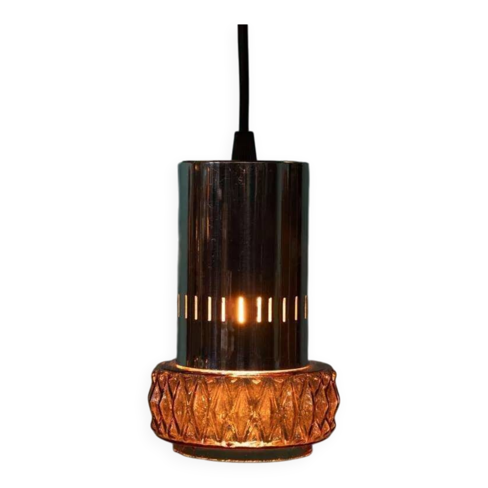 Suspended glass from the space age, mid-century glass from the 1960s.