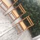 3 wood folding chairs and vintage canning