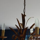 Lustre trois lumières au décor d'épis de blé et feuillage