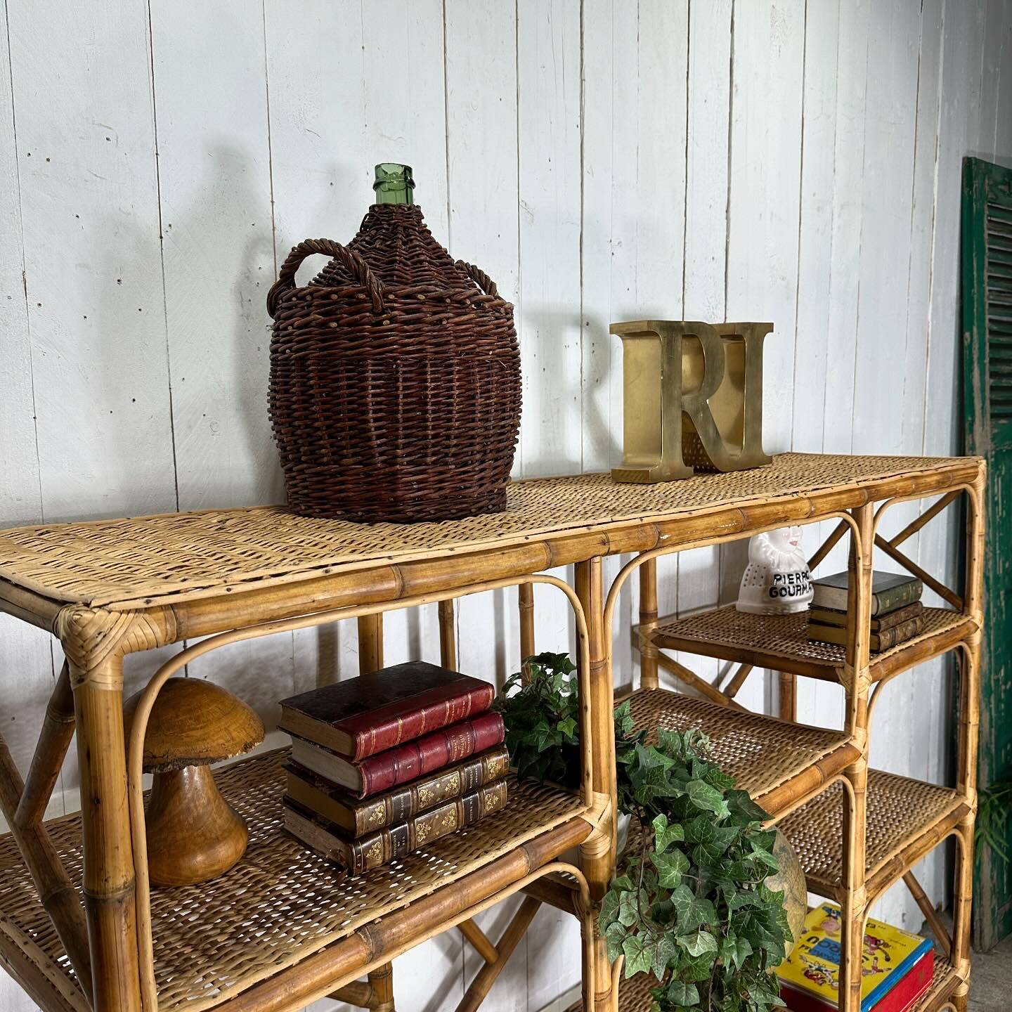 Bamboo and rattan shelf