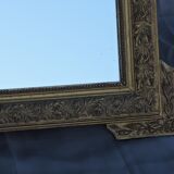 Glass or golden mirror of old fireplace 67x100cm pediment with chimeras