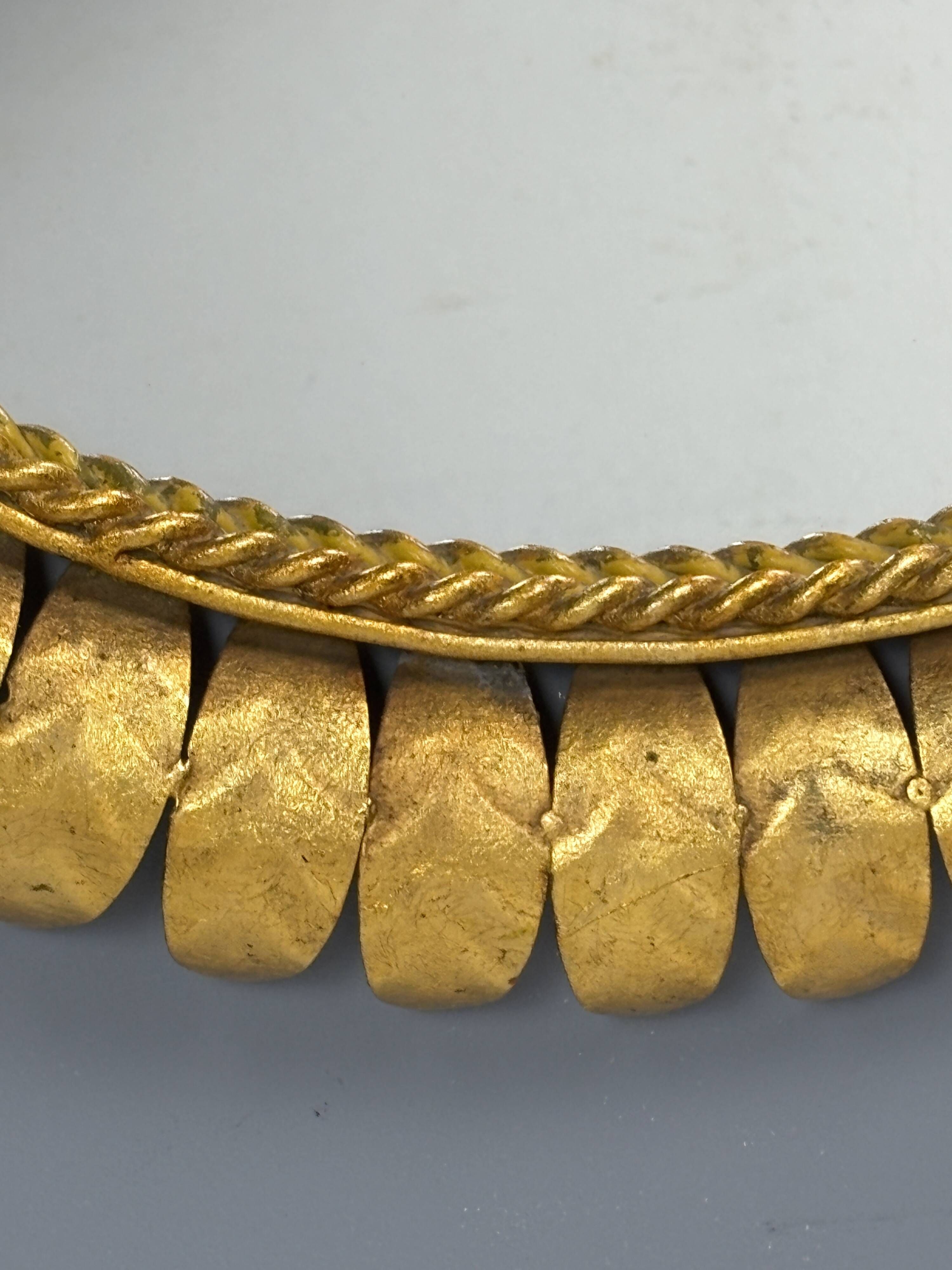 Midcentury bohemian Hollywood Regency Spanish gilt metal sun mirror, 1960s