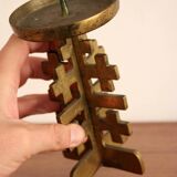 Brutalist vintage heavy brass candle Holder.