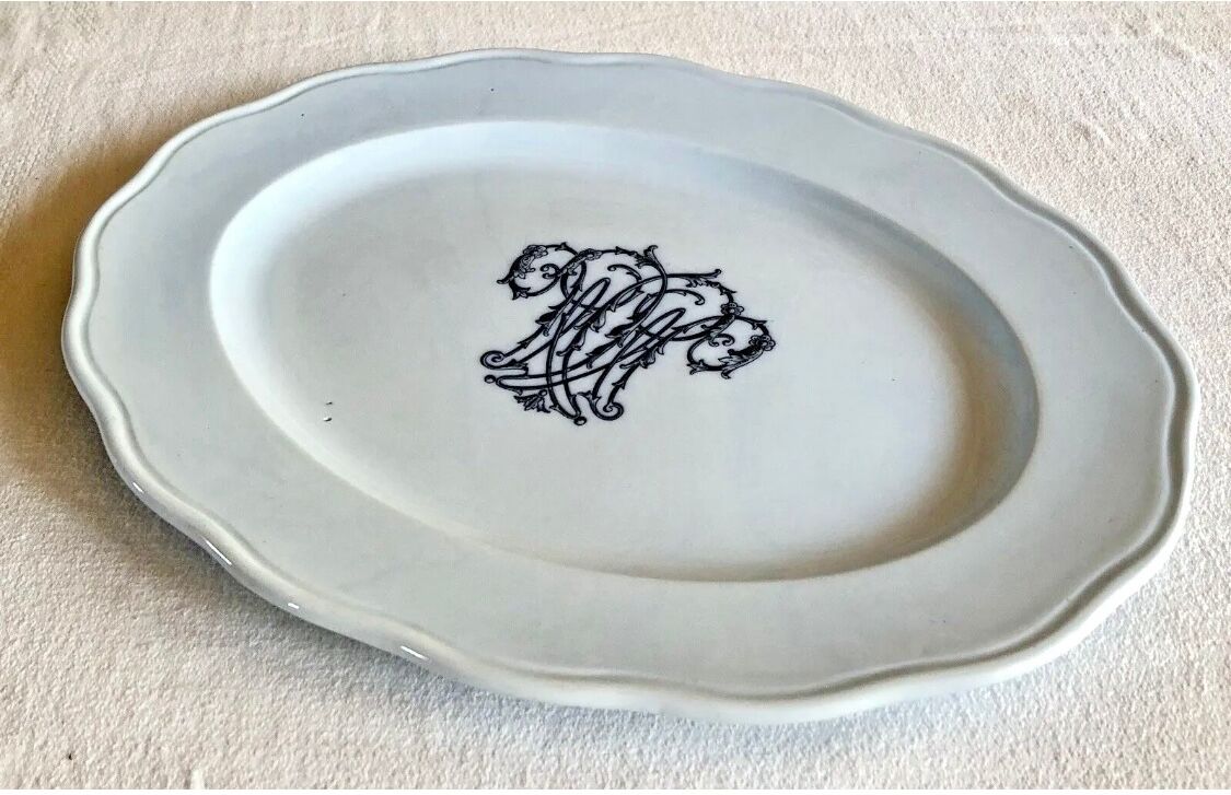 Old large oval dish Brown Westhead Moore & co monogram XIX