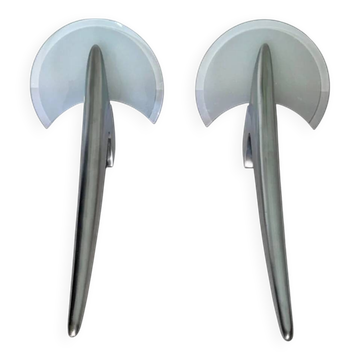 2 appliques murales de Joan Auge pour Taller Uno / modèle Alien / fonte d'aluminium poli