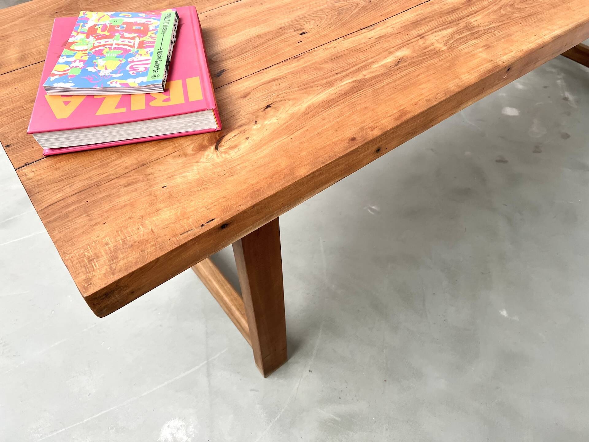 Large brutalist beech farmhouse table