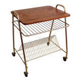 Table desserte porte-vinyles et platine vintage