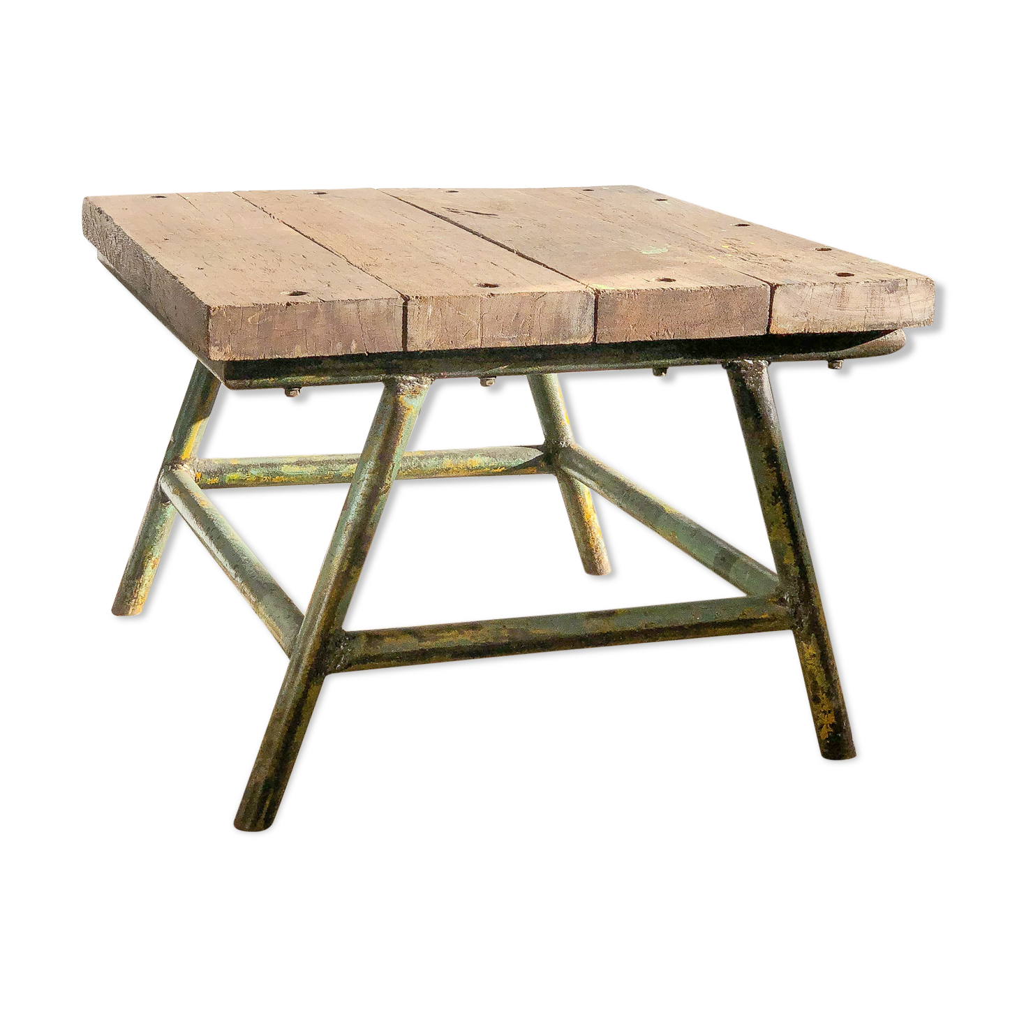 Industrial coffee table patina green