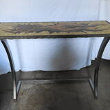Vintage lava stone console signed Jean Jaffeux