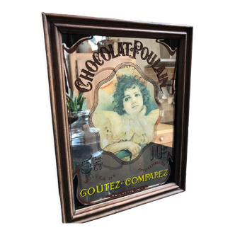 Vintage Poulain chocolate advertising mirror