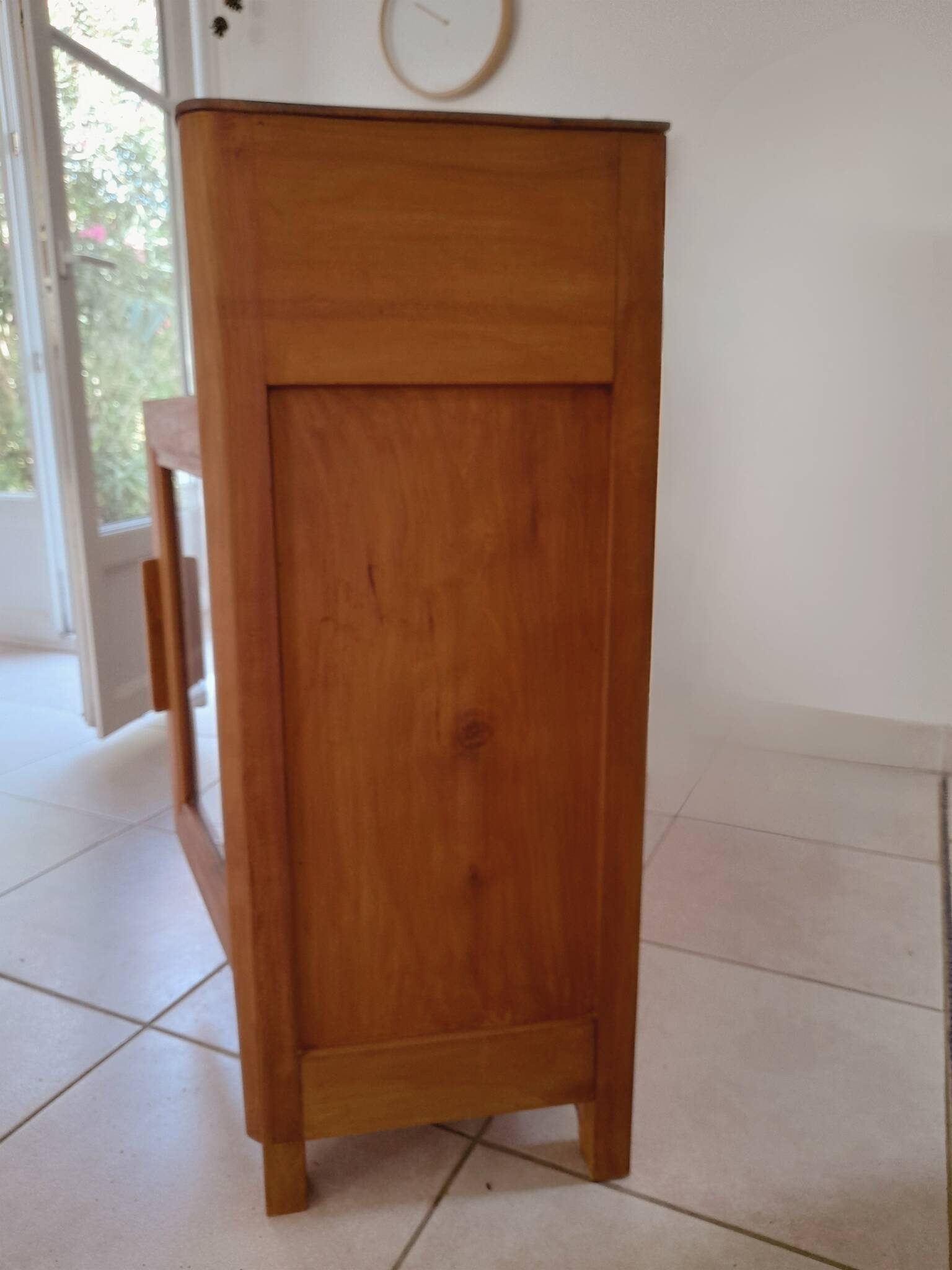 Cherry wood sideboard with glass doors