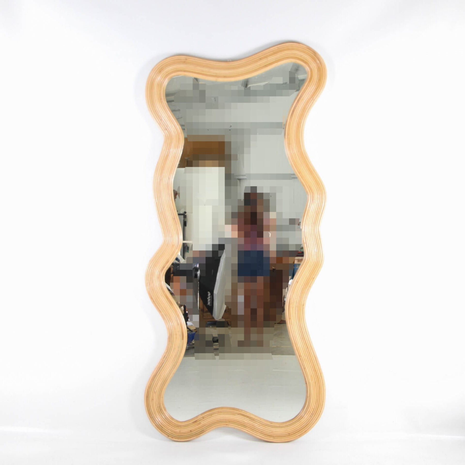 Large "waves" rattan mirror