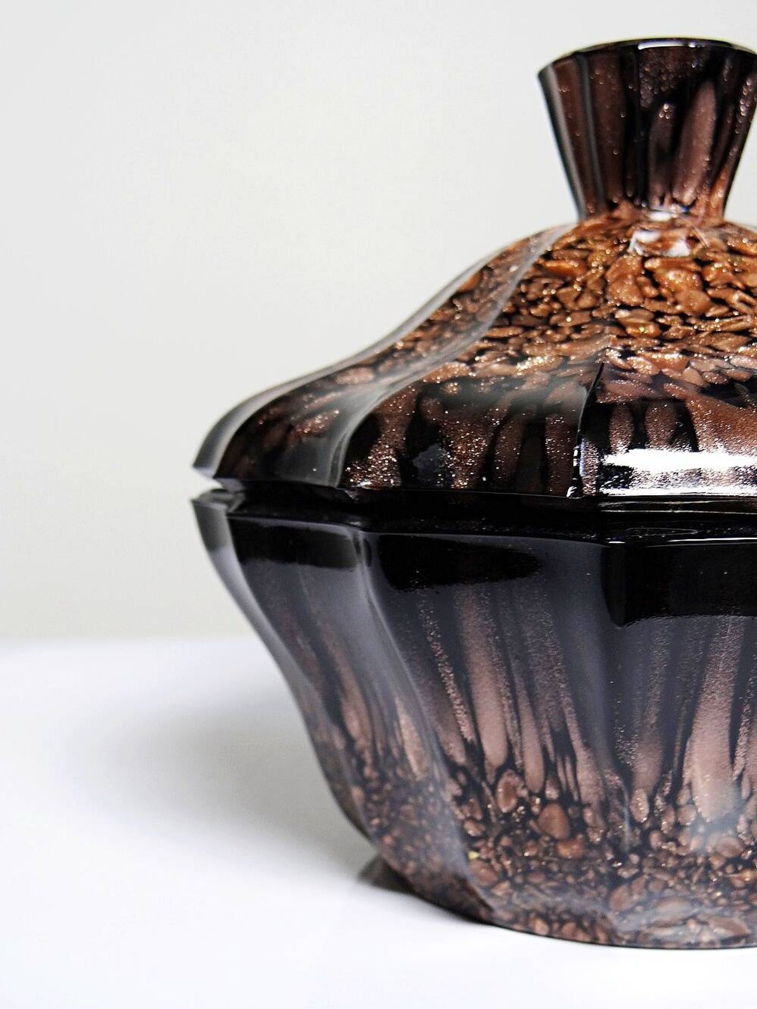 Vintage Vincenzo Nason Murano black aventurine glass sugar bowl/box
