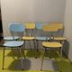 6 vintage formica blue yellow kitchen chairs
