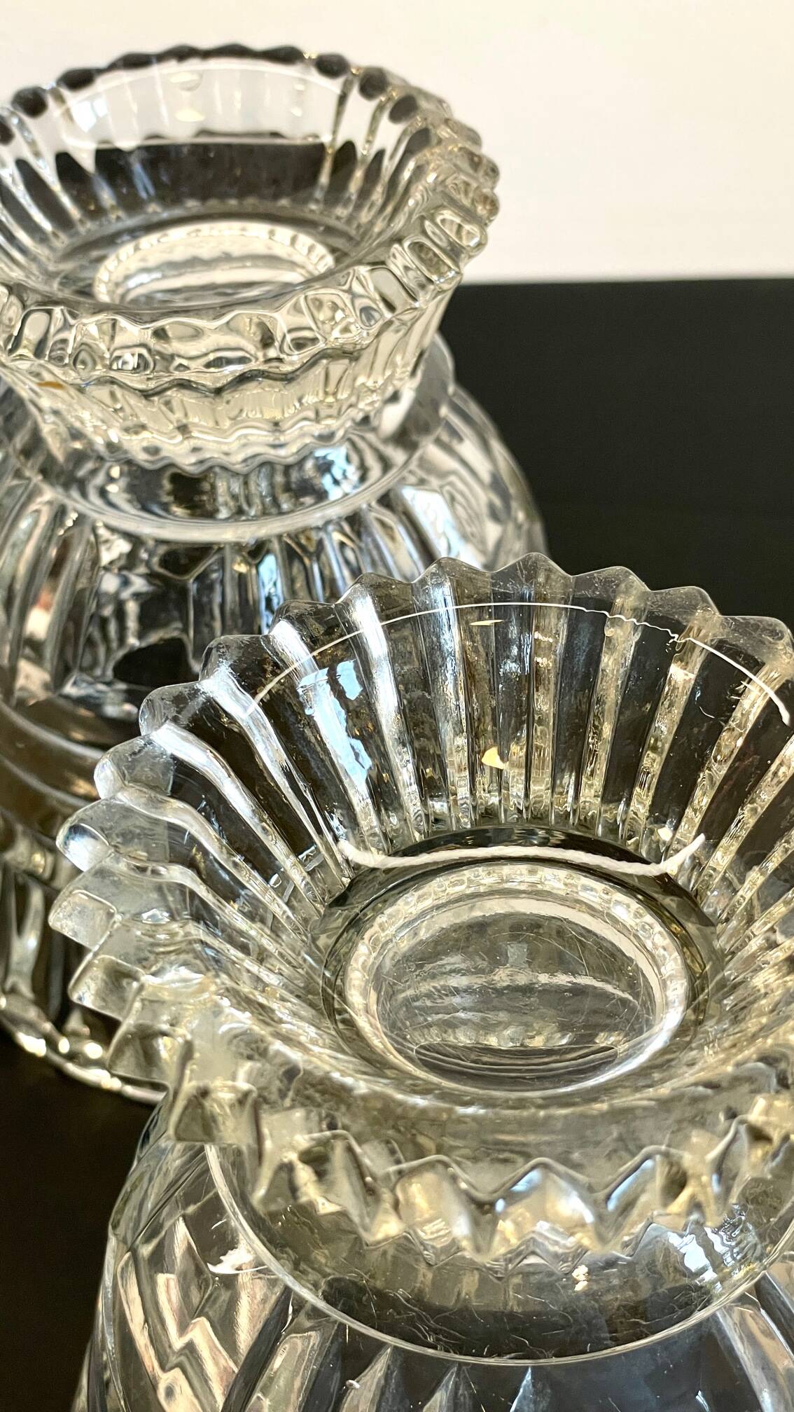 Paire vases géométriques semi-cristal vintage