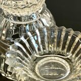 Pair of vintage geometric semi-crystal vases