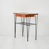 Table de chevet scandinave en teck et fer des années 1950/60